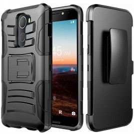 Alcatel T-Mobile REVVL Case, Circlemalls Dual Layers [Combo Holster] And Built-In Kickstand Bundled Hybrid Shockproof And Touch Screen Pen (Black)